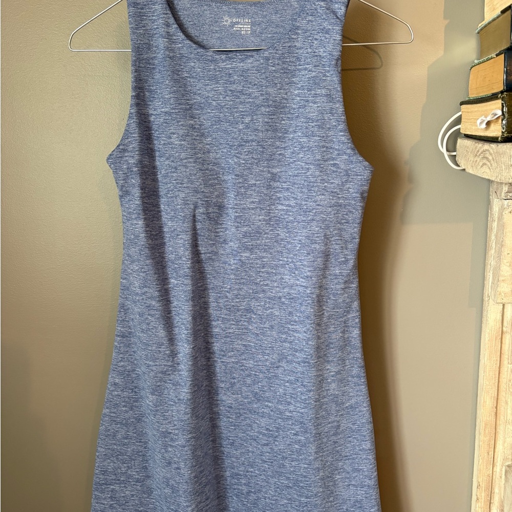 Offline American Eagle Heathered Navy-Blue Sleeveless Athletic Mini Dress